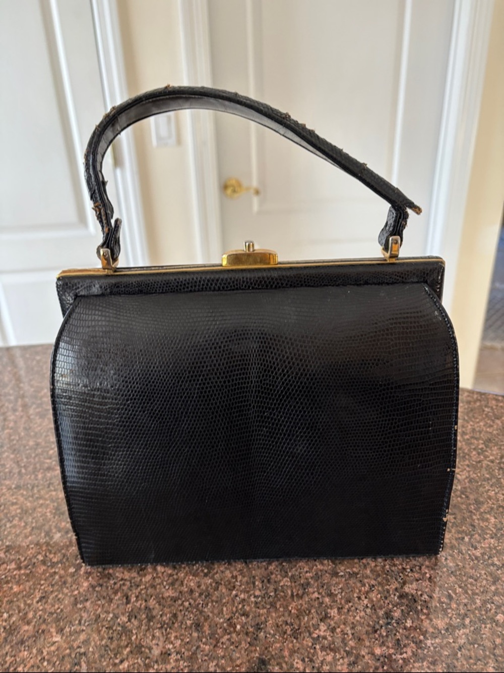 Lucille de Paris Ladies Structured Black Top Handle 1950-60’s Bag -VINTAGE